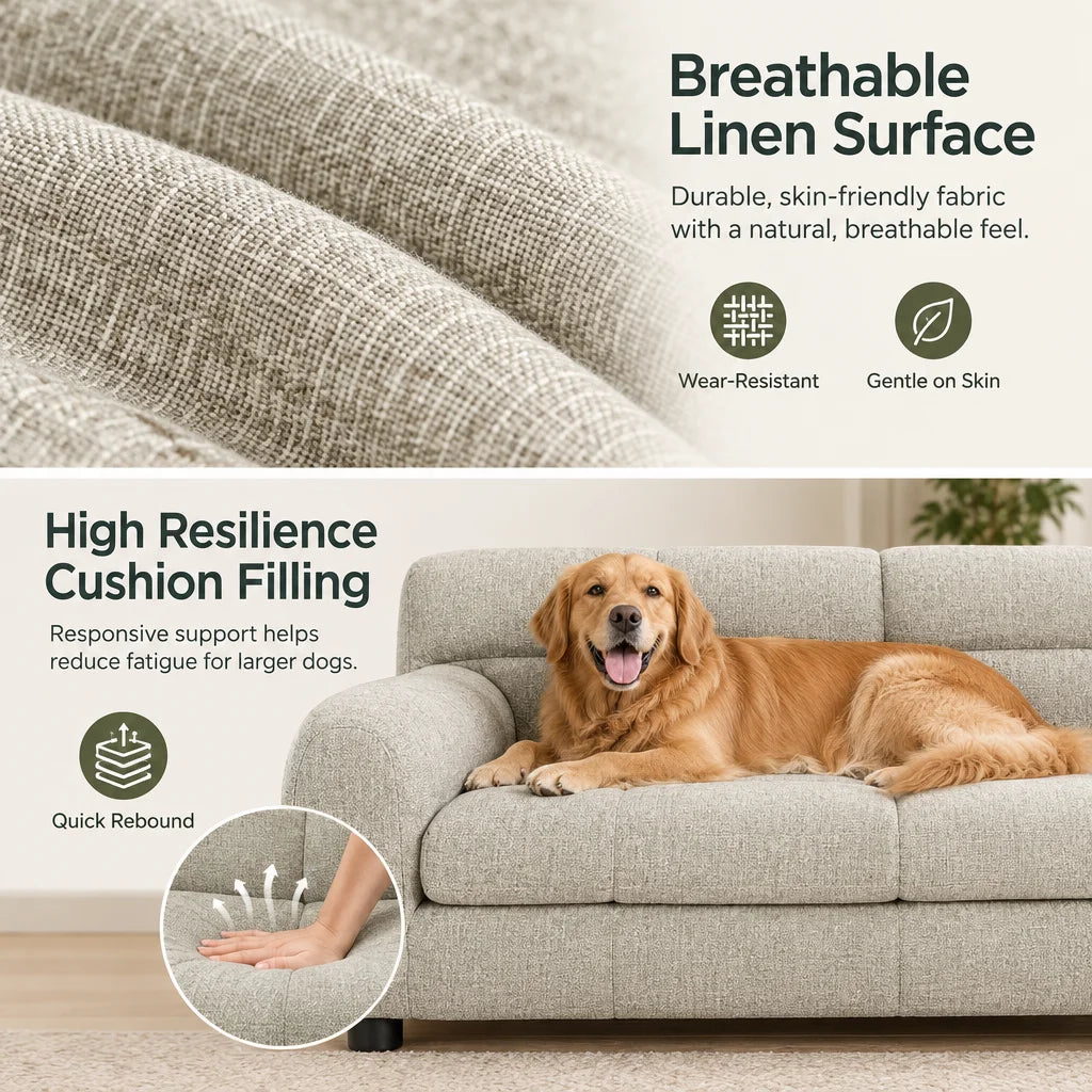 Breathable Pet Sofa With Backrest And Armrests For Dogs
