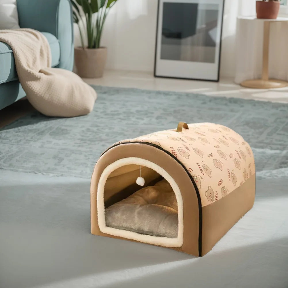 Comfortable Washable Velvet Pet Cave House for Cats and Dogs