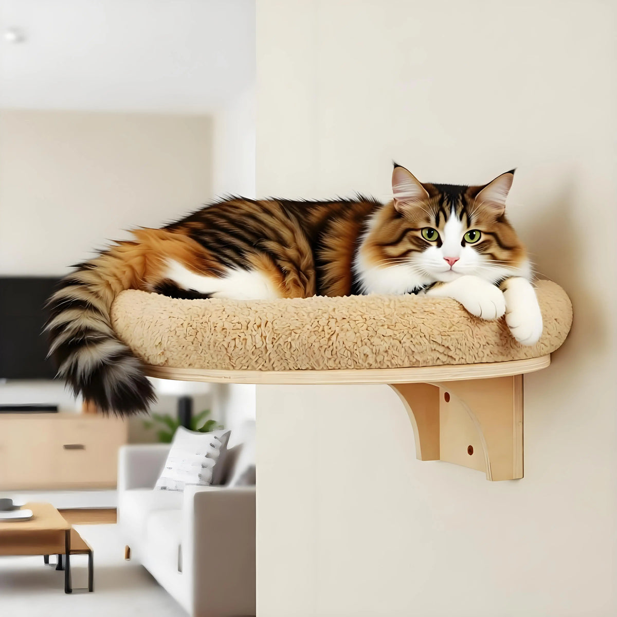 CWV Solid Pine Wood Cat Wall Mounted Ladder And Hammock