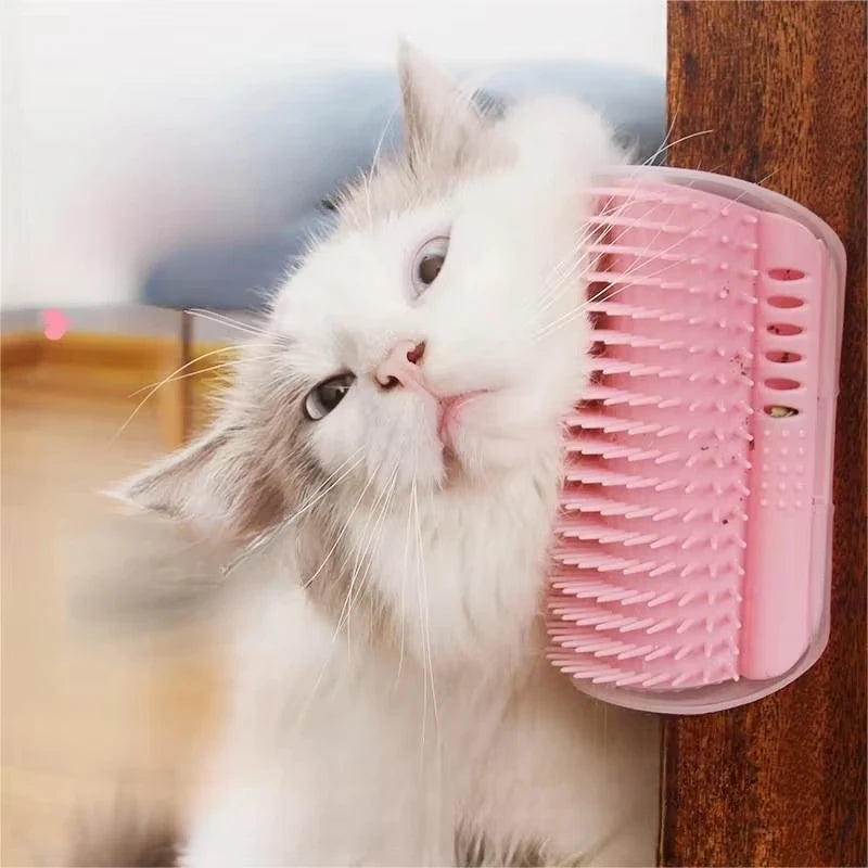 Premium Cat Grooming Comb And Corner Scratching Brush With Catnip