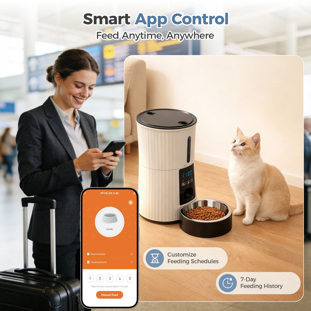 JHK WiFi Automatic Cat Feeder with App and Timer Control