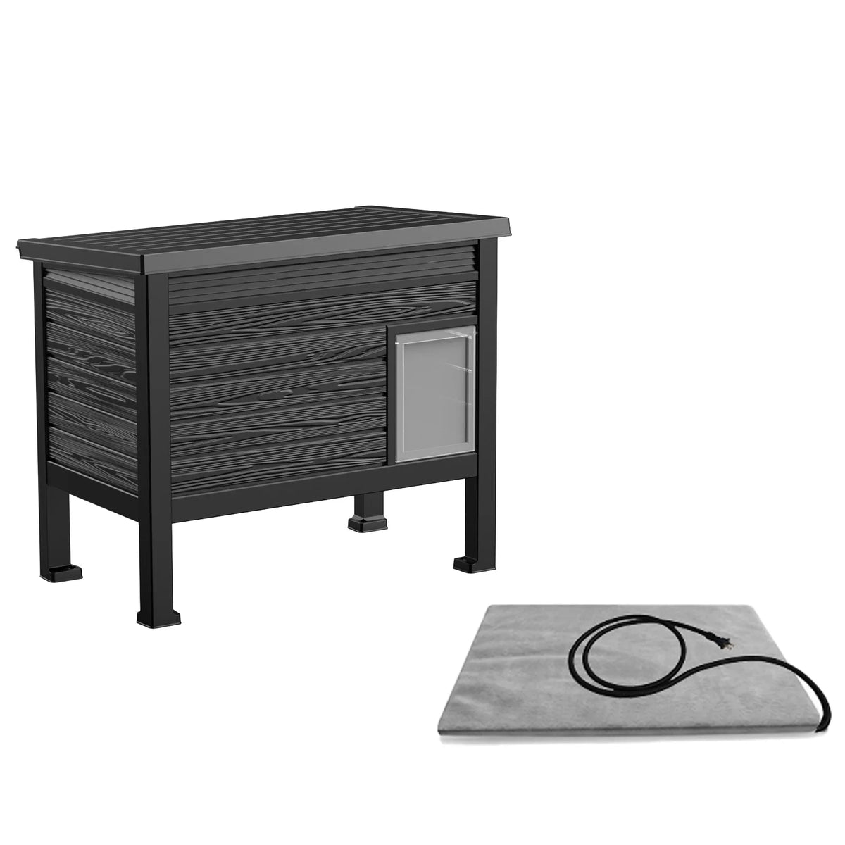 Heated Plastic Cat House For Indoor Outdoor Weatherproof Pet Shelter