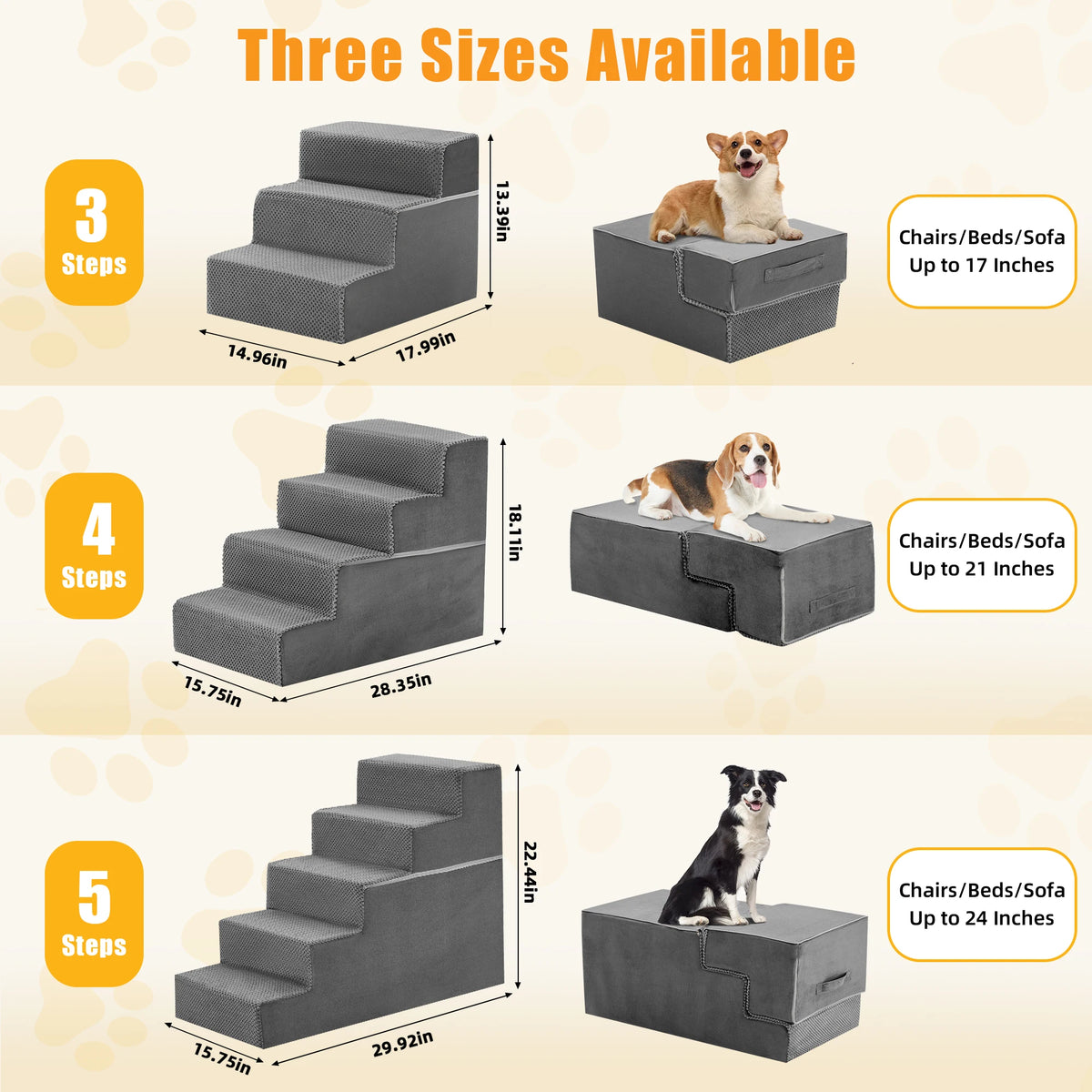 Heavy Duty Curved Foam Dog Stairs Ramp For Indoor Pets