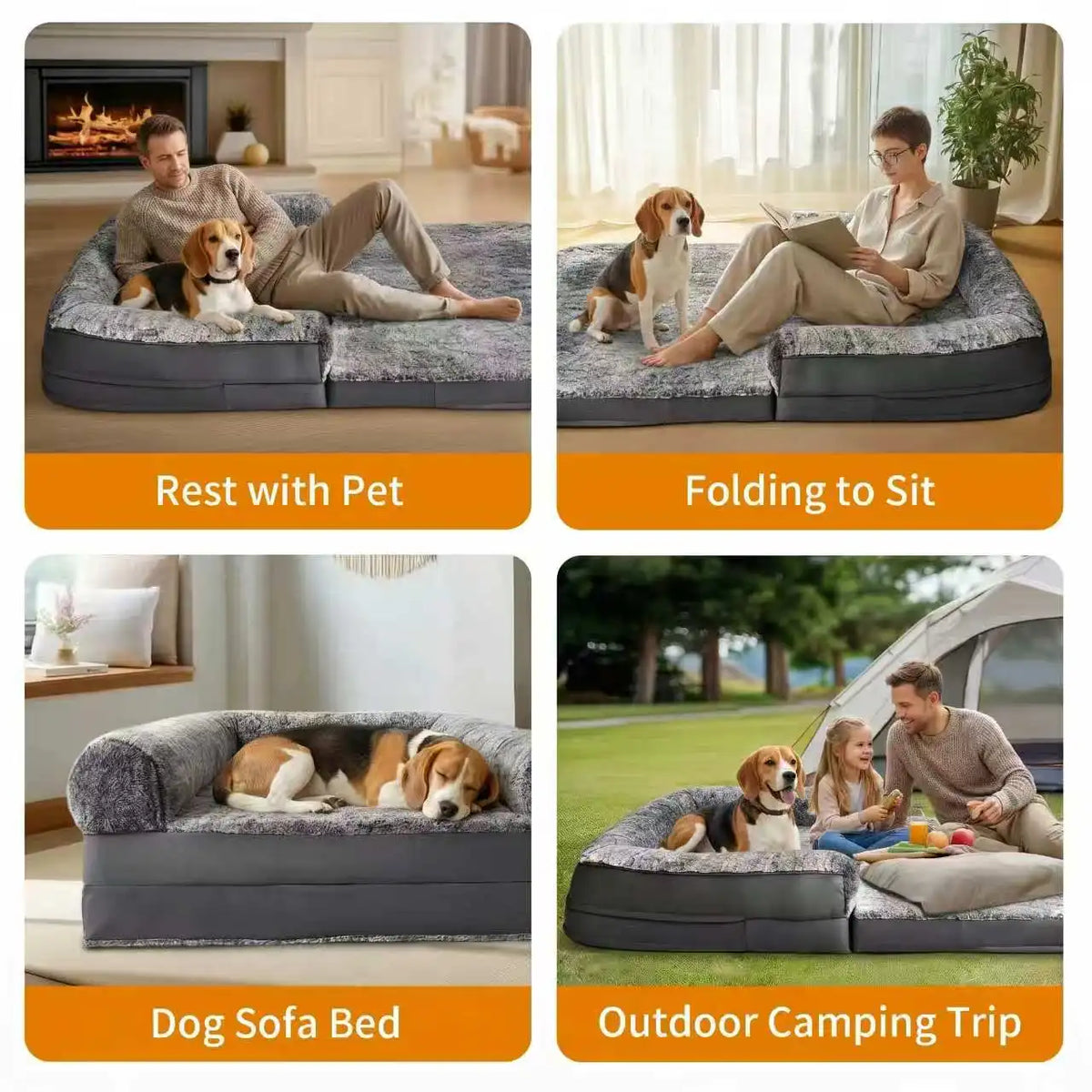 BINGOPAW Foldable Orthopedic Dog Bed with Washable Removable Cover