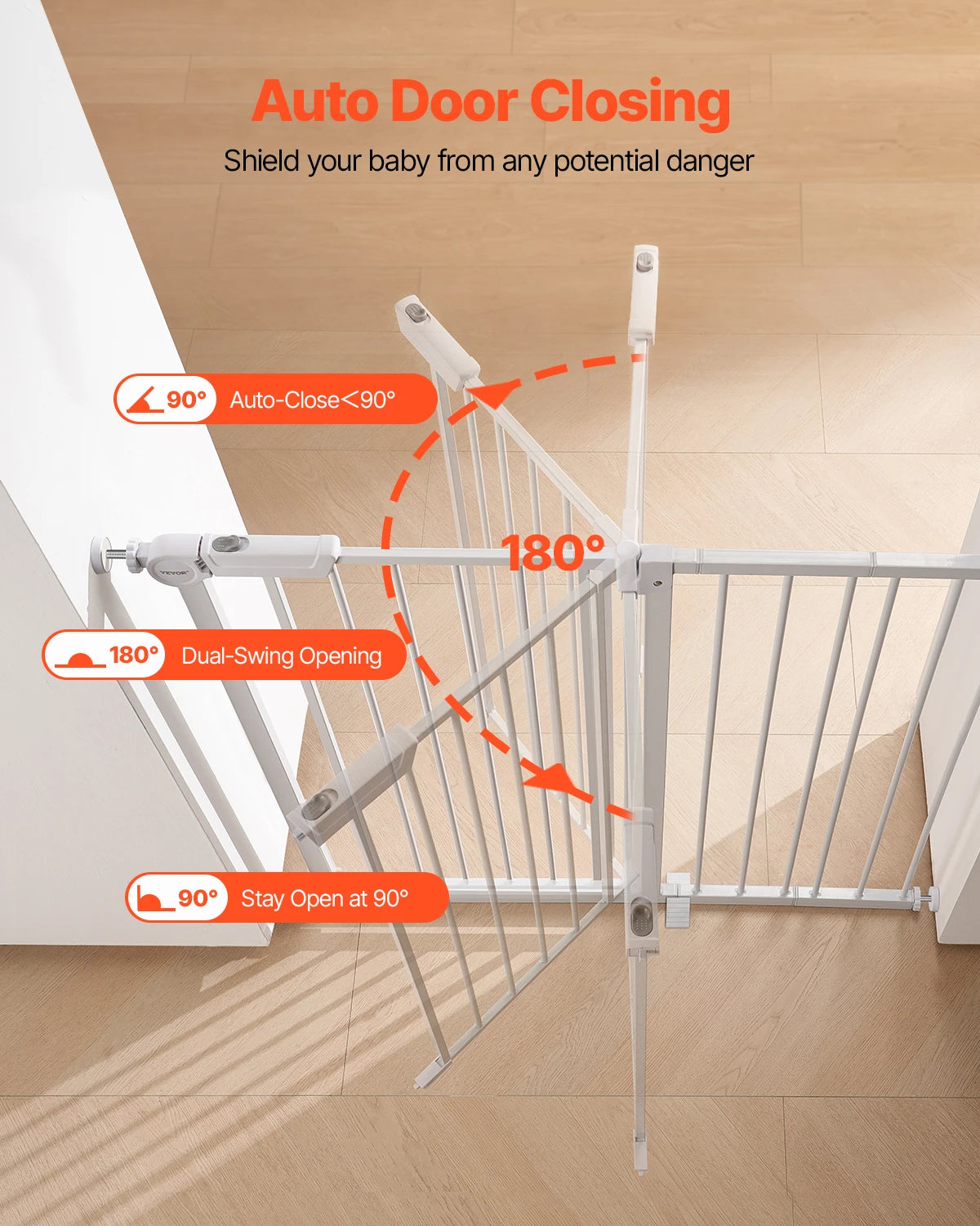 SucceBuy Pressure Mount Baby Dog Gate With Easy Step Walk Through