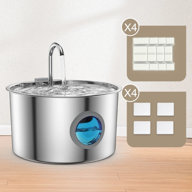OPETH Stainless Steel Automatic Pet Water Fountain With Filters
