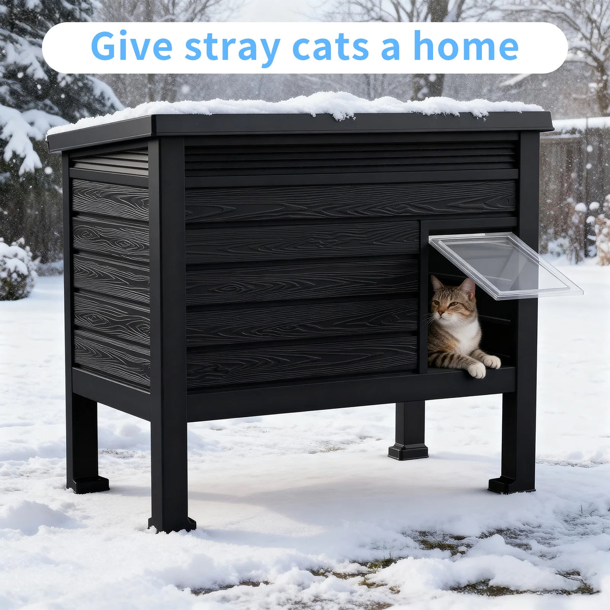 Heated Plastic Cat House For Indoor Outdoor Weatherproof Pet Shelter