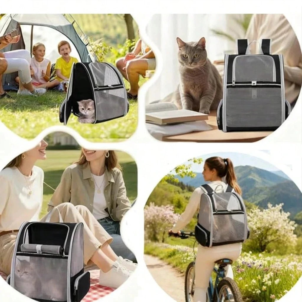 Breathable Mesh Pet Carrier Backpack for Cats and Dogs