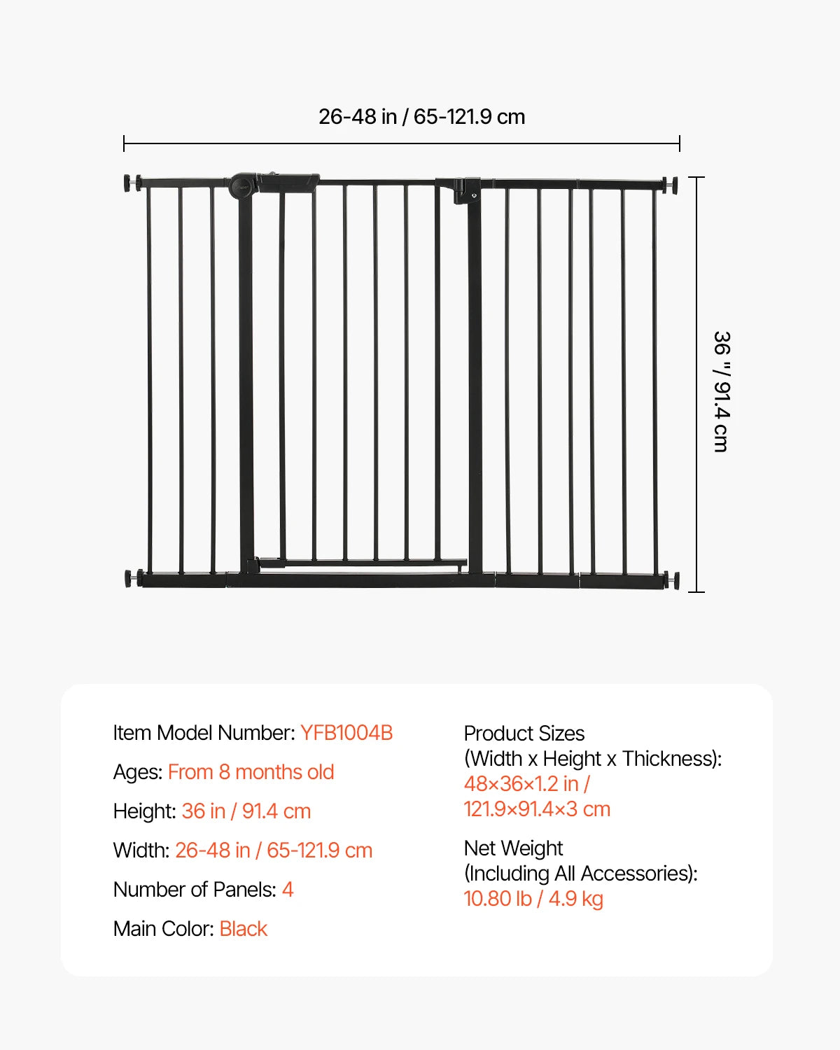 SucceBuy Pressure Mount Baby Dog Gate With Easy Step Walk Through