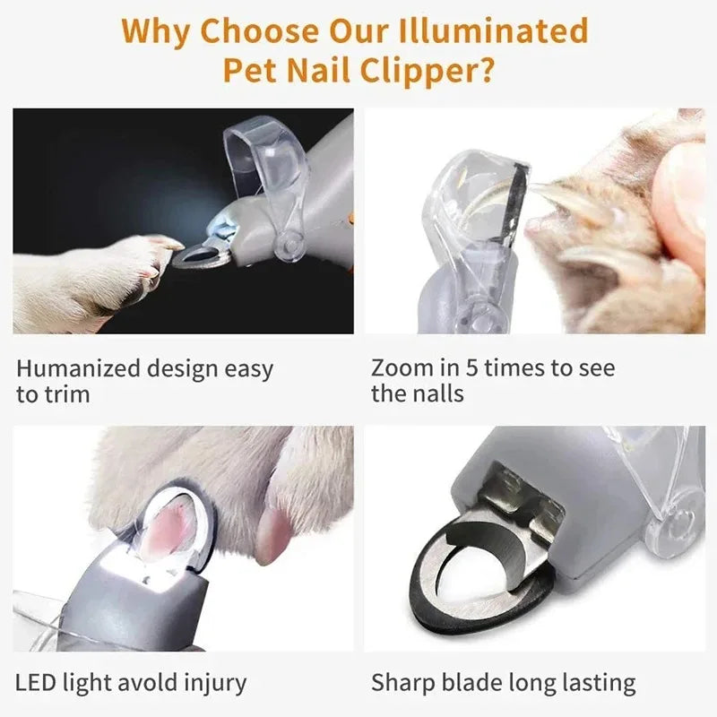 LED Light Professional Pet Nail Clippers For Cats And Dogs