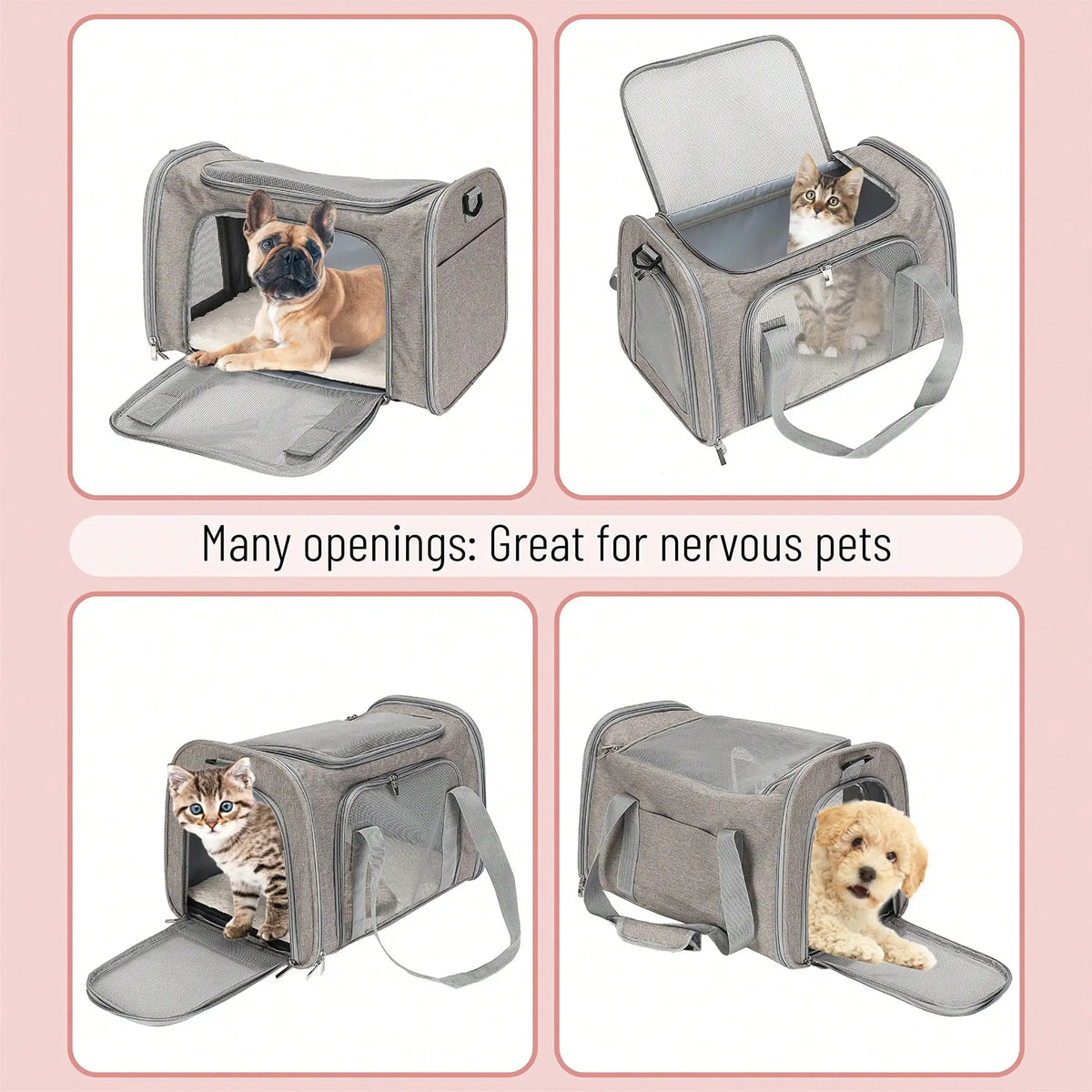Portable Breathable Pet Travel Carrier With Removable Fleece Pad