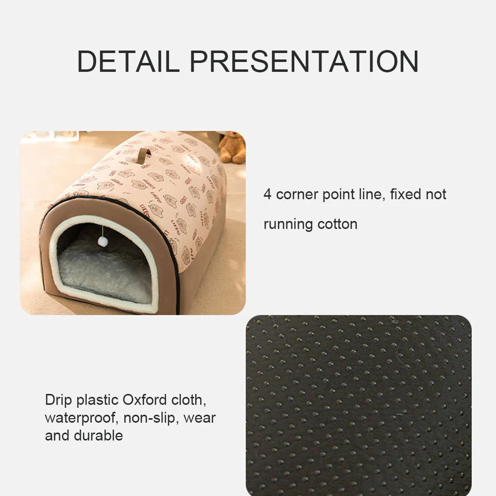 Comfortable Washable Velvet Pet Cave House for Cats and Dogs