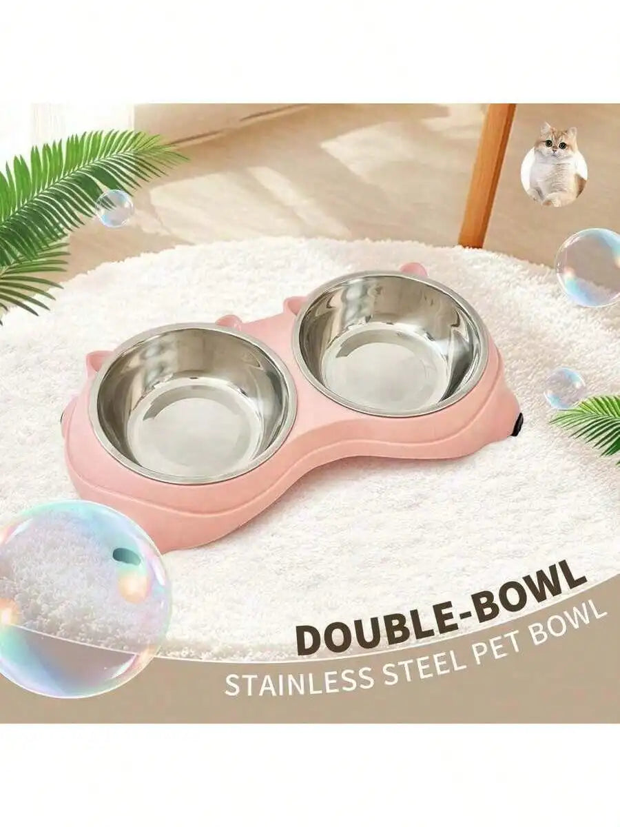 Double Stainless Steel Pet Bowls With Non Slip Base For Cats and Dogs