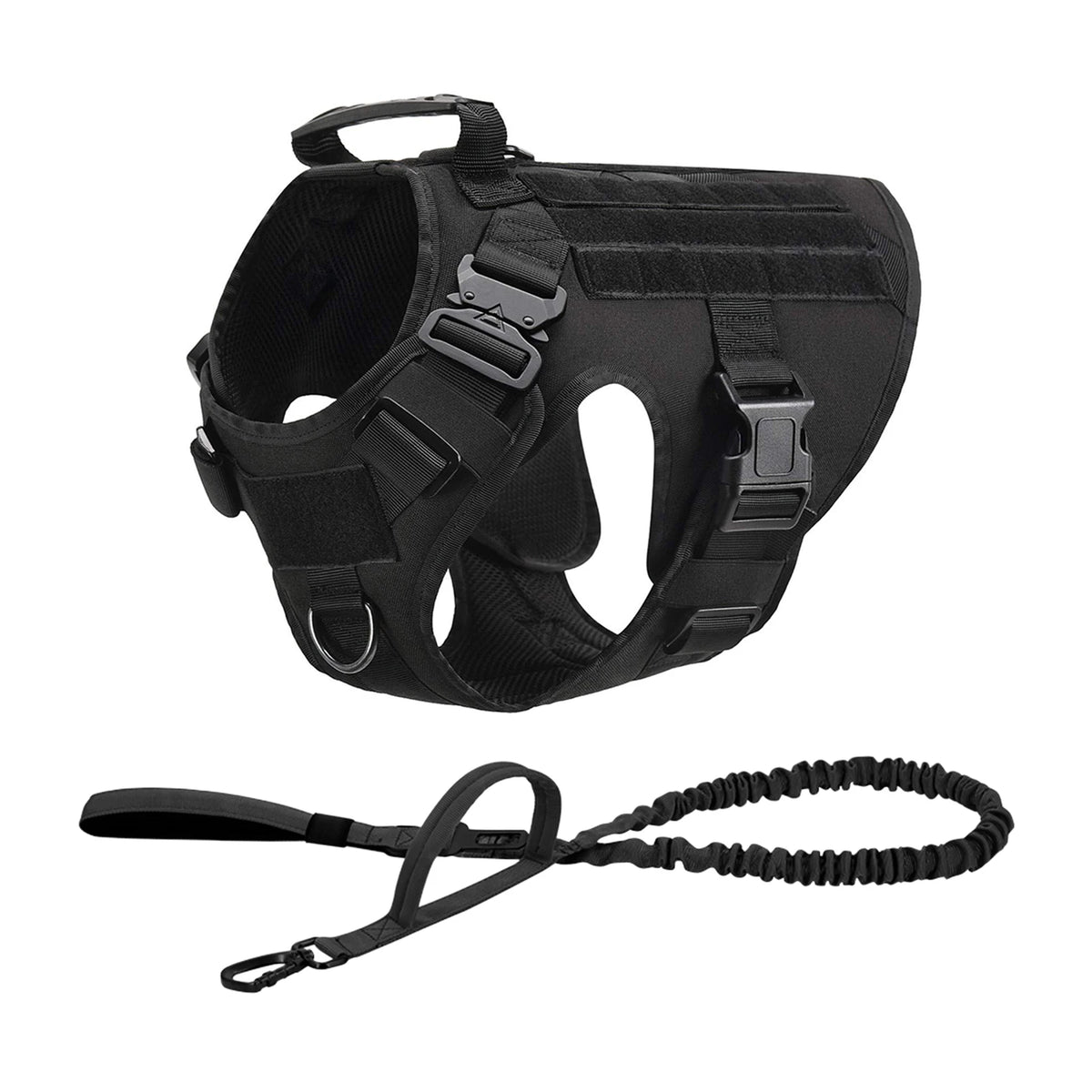 PETRAVEL Tactical Dog Harness Collar And Leash With Molle Pouches