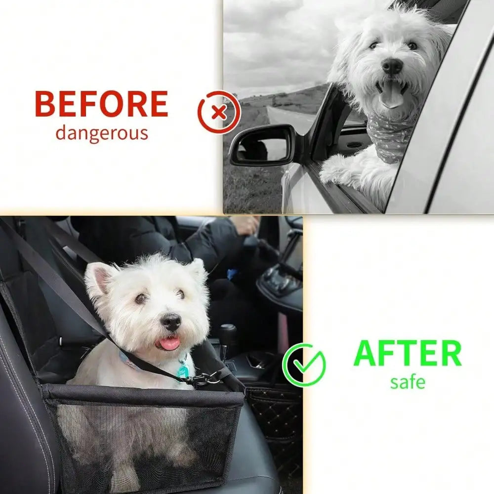 Elevated Dog Booster Car Seat Safety Strap Portable Pet Carrier Bed