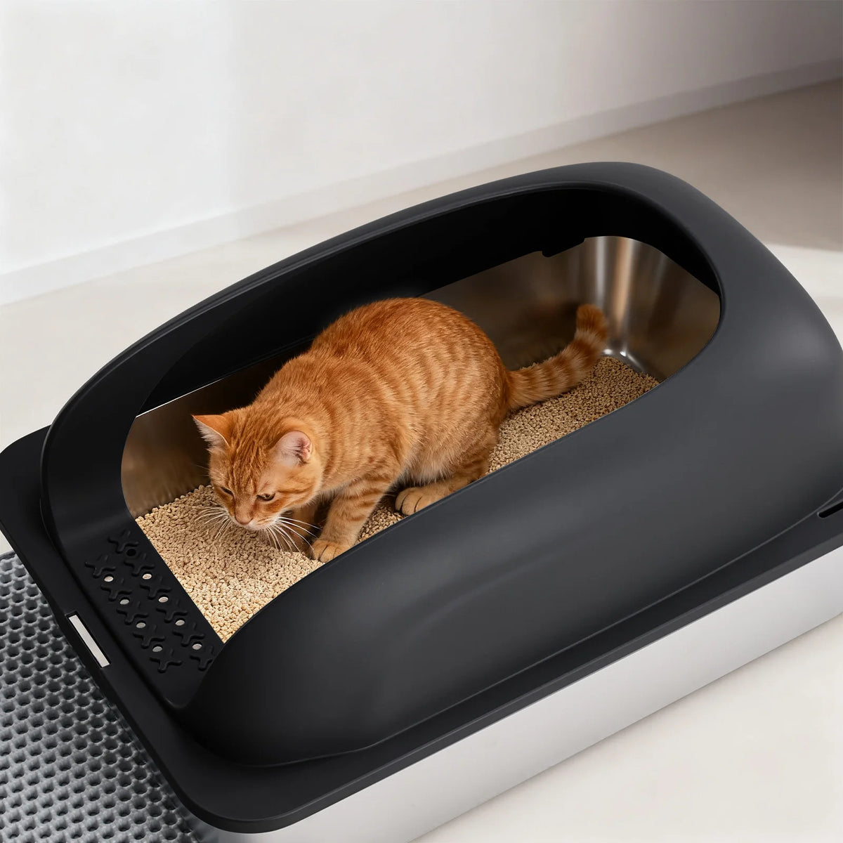 Stainless Steel Cat Litter Box With Lid Semi Closed