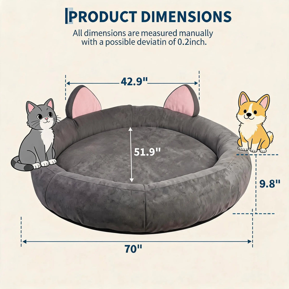 HiMISS Orthopedic Memory Foam Dog Bed With Washable Waterproof Cover