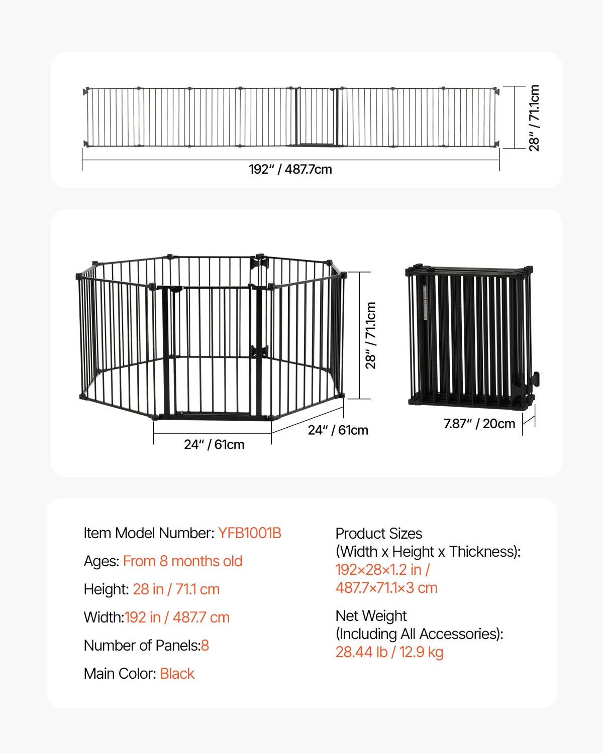 SucceBuy Pressure Mount Baby Dog Gate With Easy Step Walk Through