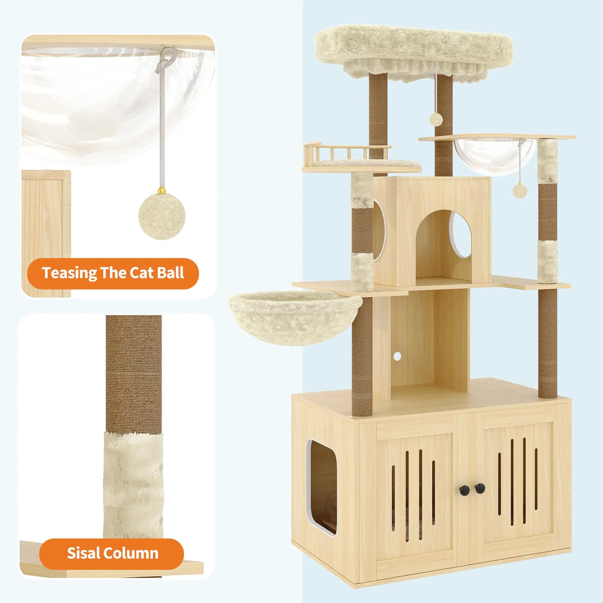 Studyset Multi Level Cat Tree With Hidden Litter Box Enclosure