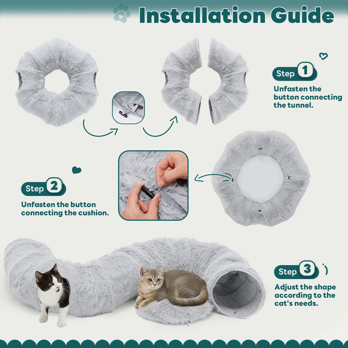 Jhk Premium Circular Plush Cat Tunnel Bed For Pets