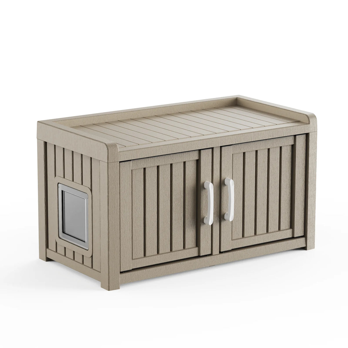 Double Door Resin Outdoor Cat House With Pet Storage Cabinet