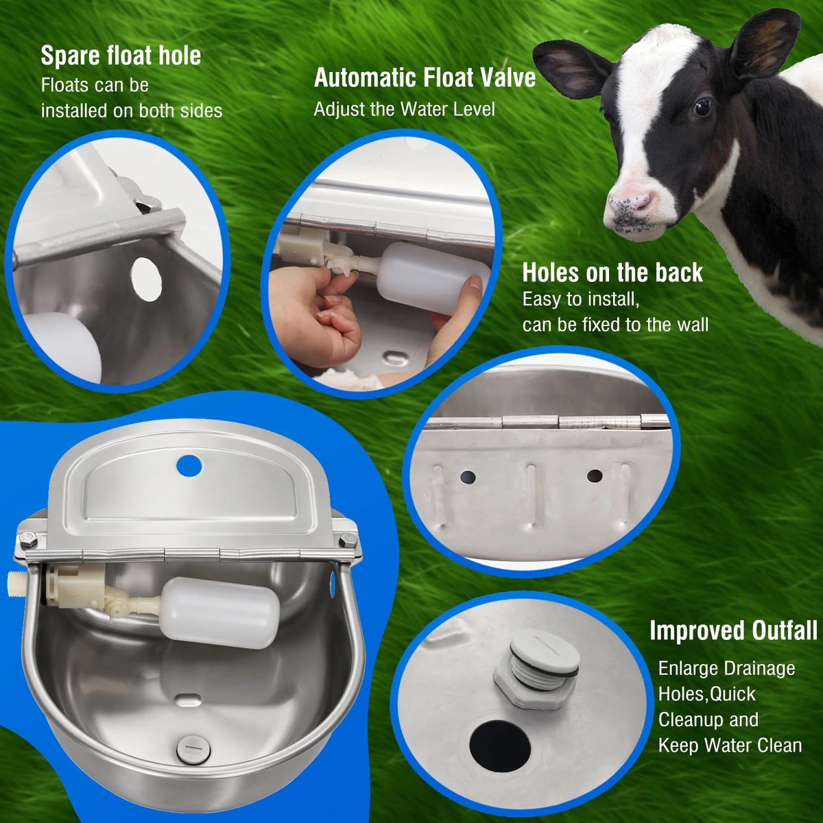 Automatic Stainless Steel Water Bowl With Float Valve For Livestock