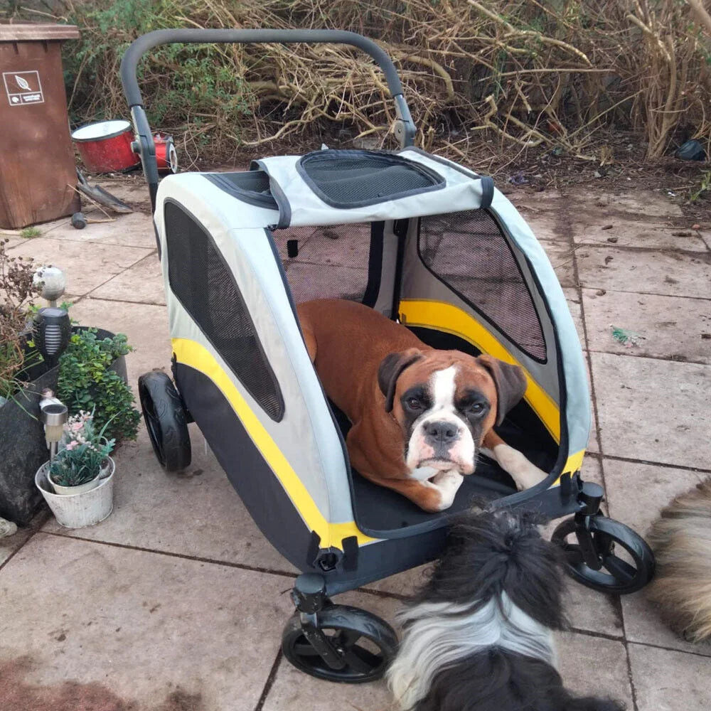Foldable Four Wheel Dog Stroller for Comfortable Travel and Walks