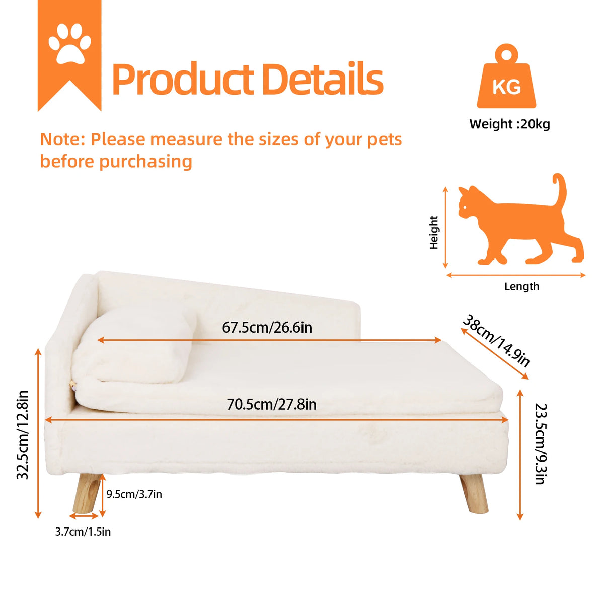 BINGOPAW Elevated Nordic Pet Bed With Cozy Waterproof Cushion