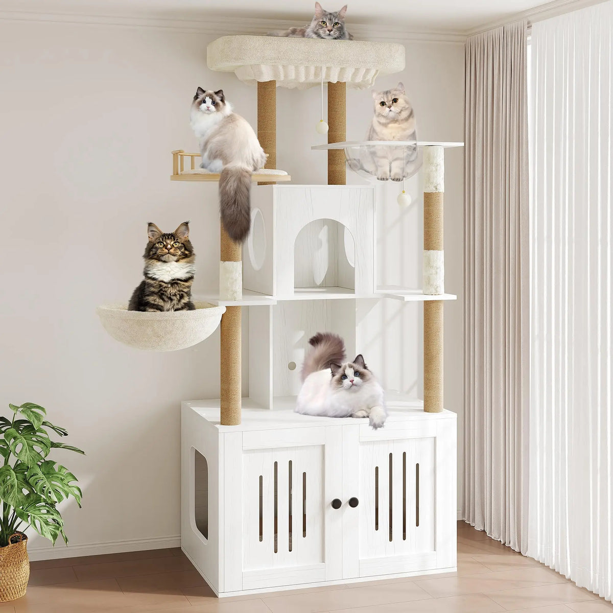 Studyset Multi Level Cat Tree With Hidden Litter Box Enclosure