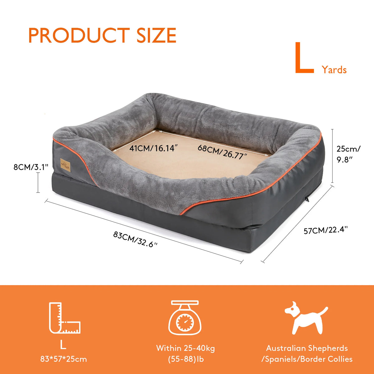 BINGOPAW Removable Washable Waterproof Fleece Dog Bed With Foam Support