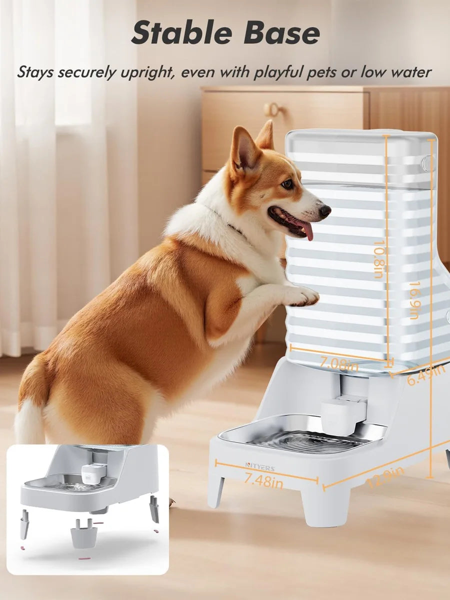 NITYERS Gravity Pet Water Dispenser With Stainless Steel Tray
